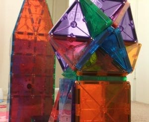Colorful MagnaTiles are a great way to encourage learning while also having fun