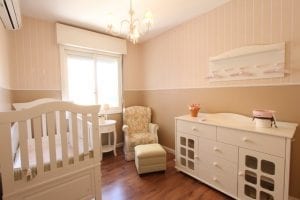 baby crib in a nursery