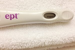A photo of a positive pregnancy test