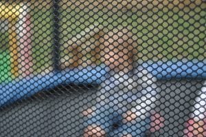 Trampolines with net for safety purposes