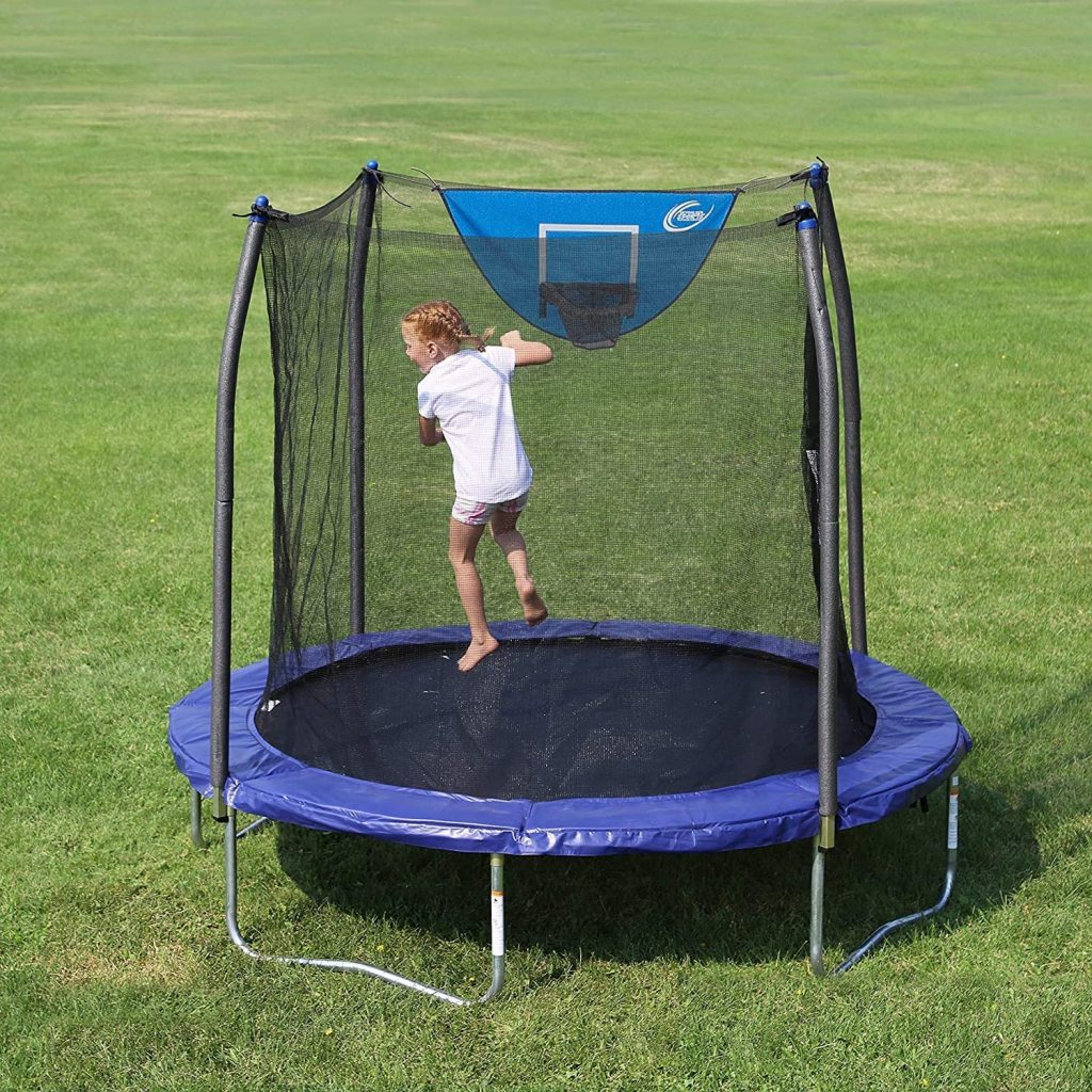 This trampoline is designed specially to be safe. The trampoline comes with a patented net.