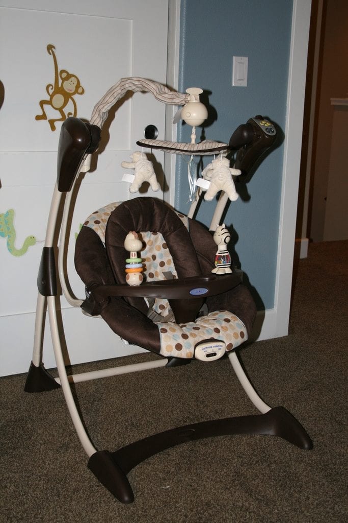 A baby swing is a great way to keep your baby entertained.