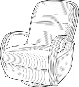 Drawing of a glider rocker: A hand-drawn illustration showcasing a classic glider rocking chair.