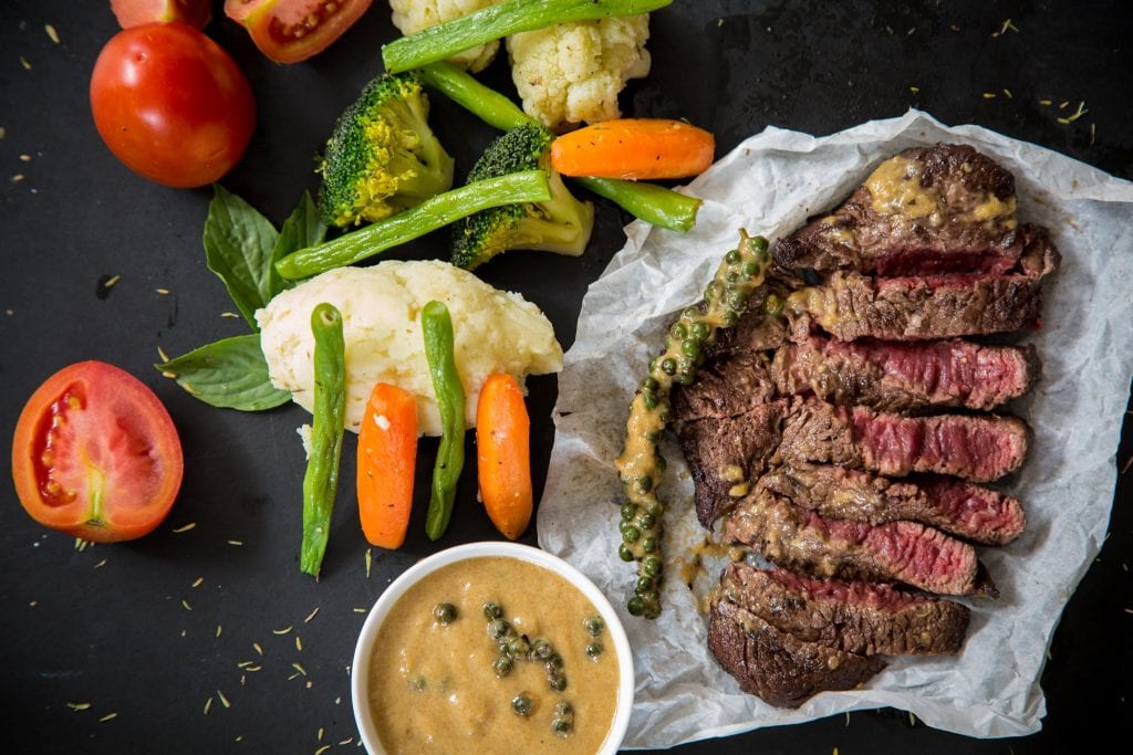 Steak Meal With Veggies On The side: A Delicious Set of Food Rich in Vitamins, Minerals and Protein. This meal is definitely one of the best. It's rich in vitamins. The protein content of steak is good for athletes.