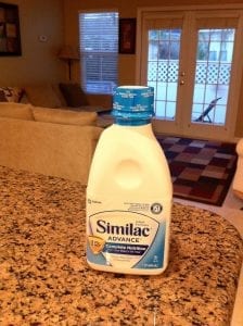 A bottle of Similac Advance formula