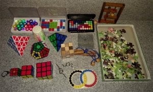 IQ Challenge Set with top games like rubiks, puzzles, and more 