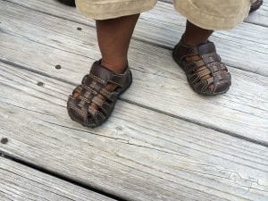 Leather sandals for toddlers.