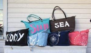 Examples of practical, yet stylish beach bags for moms.
