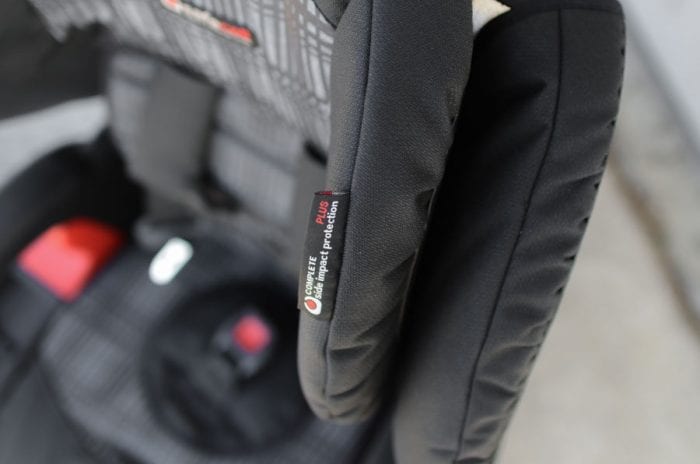 A black booster seat
