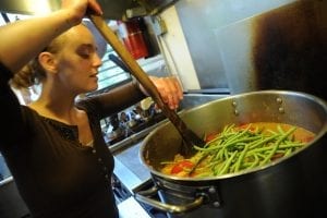 College student cooking in the kitchen