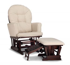 The Graco Parker is the nicest nursery glider for its level of comfort. It has large plush cushions for mom’s comfort and a smooth glide to help the baby relax