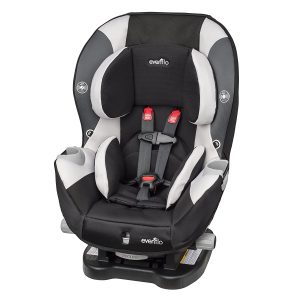 The Evenflo LX Tribute Triumph Convertible Car Seat. Car seat for parents who looks for convenience and savings. It is also includes a multi-position recline, side knobs for quick tightening and easy slides for accurate fit.