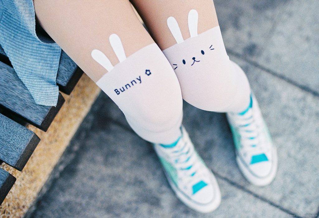 Adorable bunny knee socks, best gift for a young female that she will appreciate and wear for her fun and happy activities with friends.