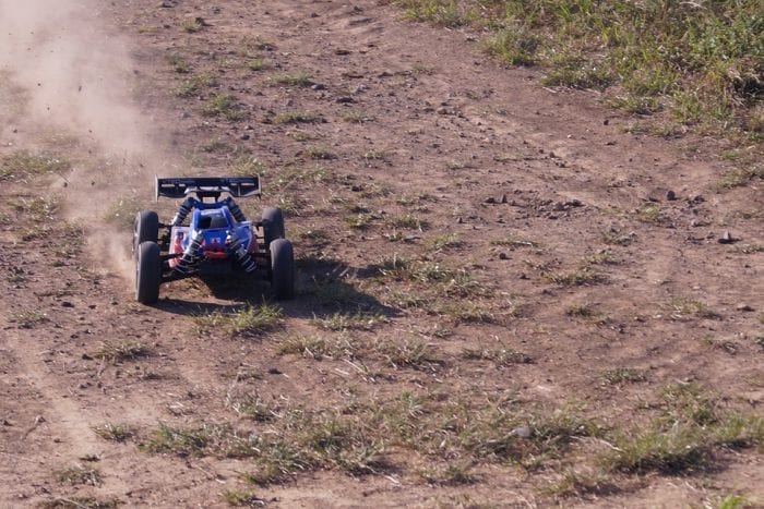 a blue racing toy