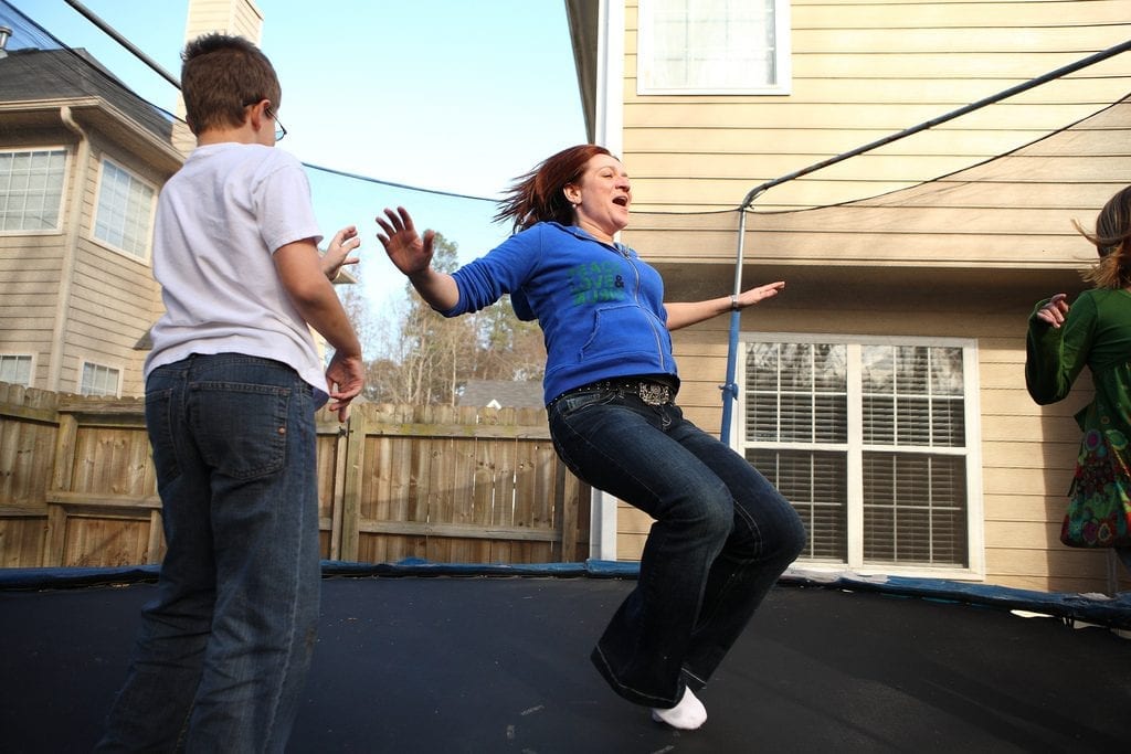 Trampoline fun, trampoline mom. Get a trampoline right away and have fun all day! 