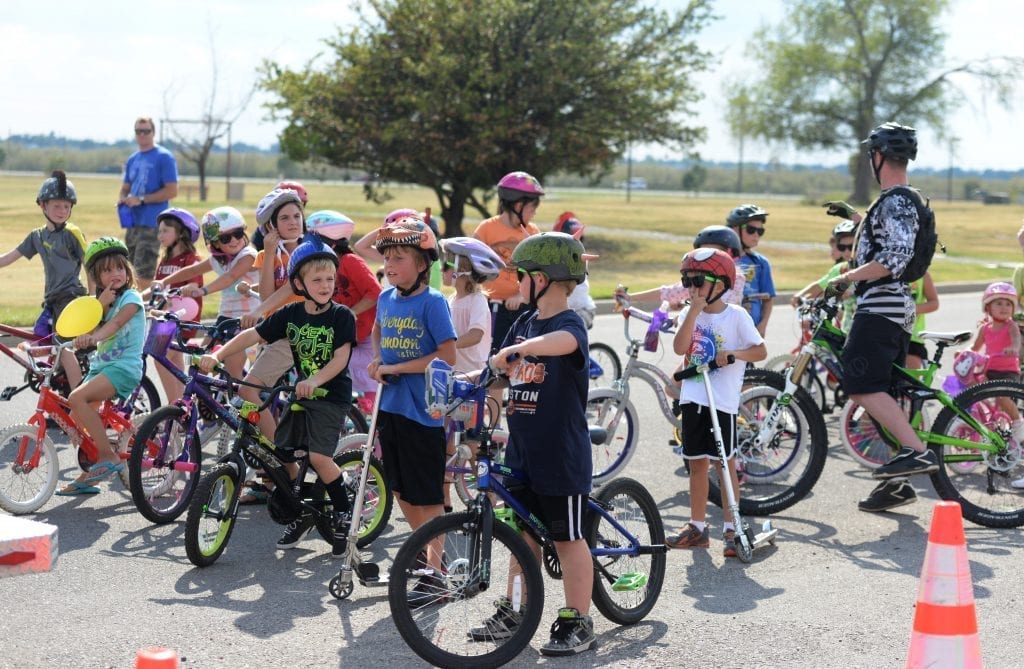 Kids ready with their rides and have fun