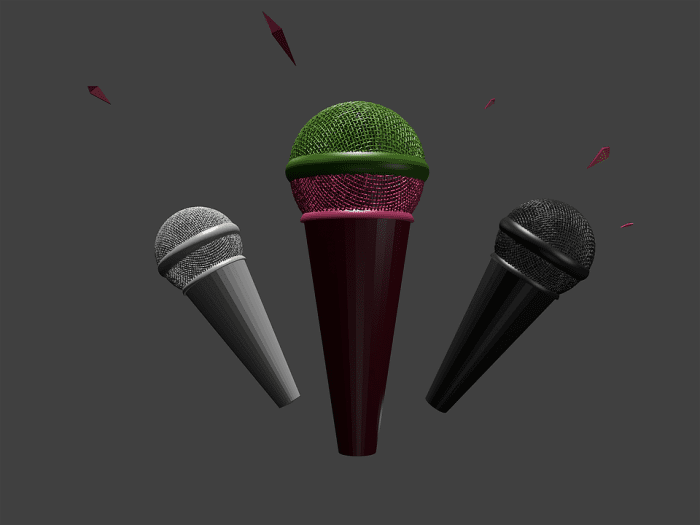 Microphones in different colors. Kids would love colorful microphones. Get your children a microphone for them to enjoy singing.