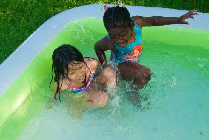 This pool is great for toddlers. These children are having fun.