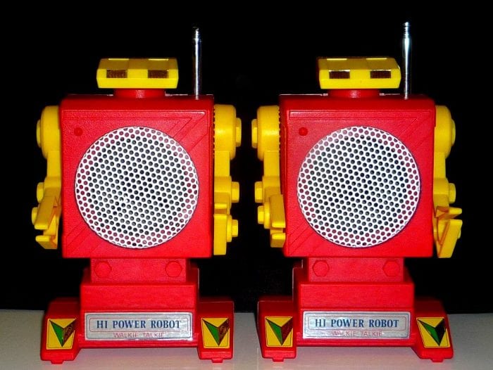 Walkie talkies that looks like robot toys. These are collection series that is perfect for toddlers.