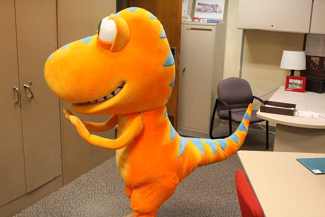 A dinosaur mascot