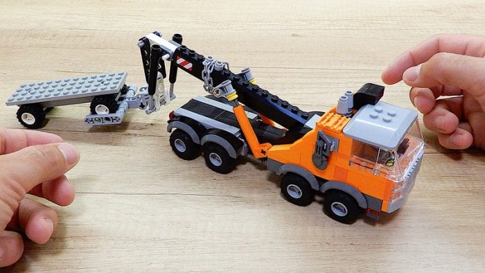 Toy Truck: An orange Lego toy tow truck