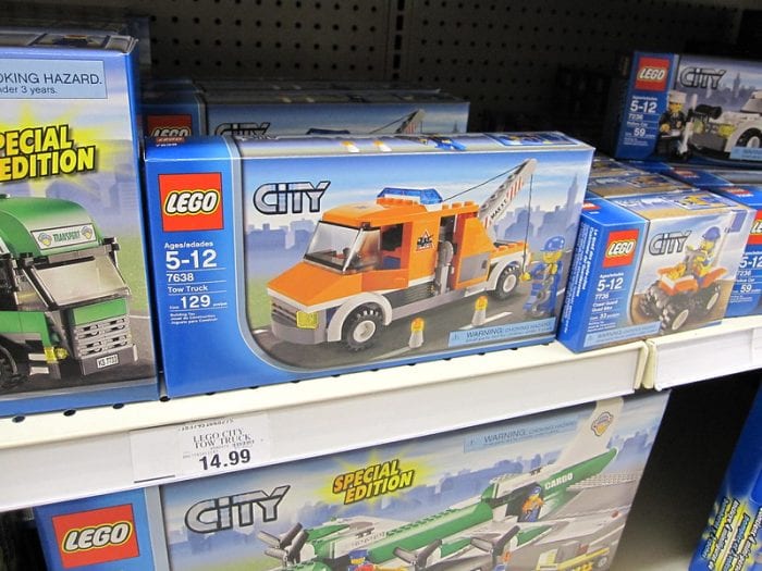 Toy Truck: Lego City orange toy tow truck