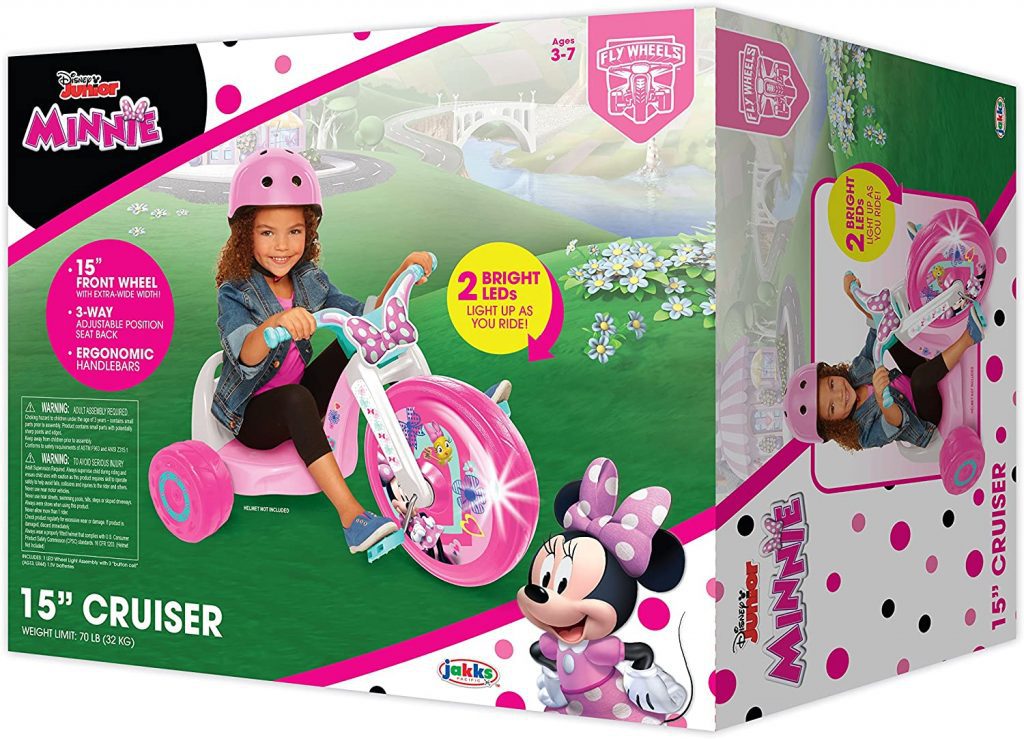 Big wheels for girl kids has a very colorful design and it is covered with Minnie Mouse stickers