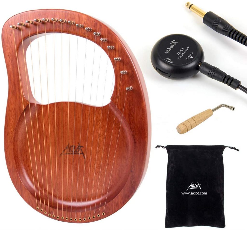 AKLOT Harp 16 Metal Strings Bone Saddle Mahogany Lyre Harp. A fantastic lyre harp for beginners to start playing with.