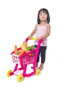 a shopping cart will give children good shopping experience.