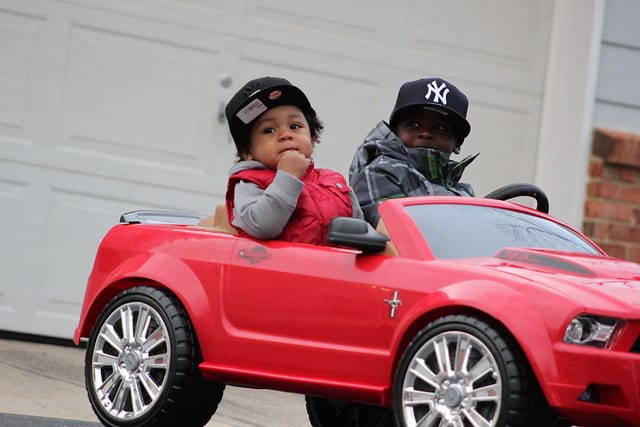 best ride on cars - This ride on vehicle is super roomy, and two people can go riding in it comfortably.