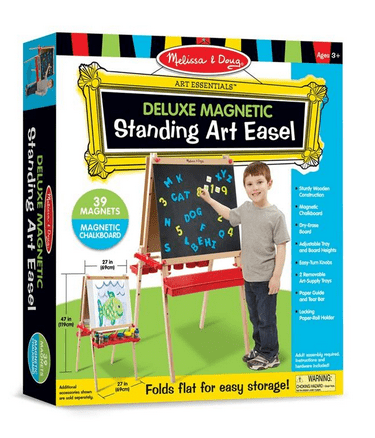 Melissa & Doug Deluxe Magnetic Chalkboard - Standing Art Easel for Kids, Featuring Creative and Educational Play Space