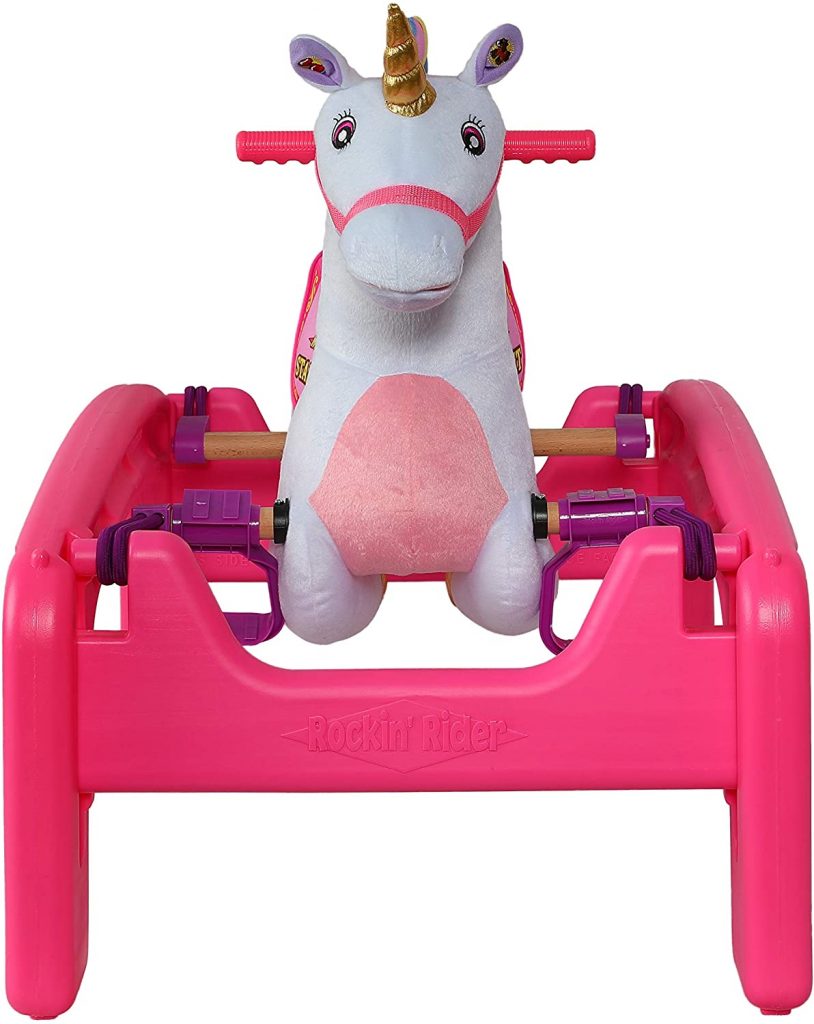 Spring rocking horse. This spring rocking rainbow horse can be used as a bounce.