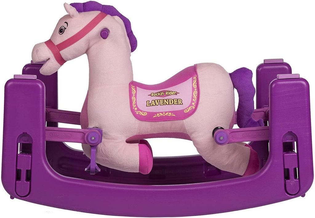 This spring rocking horse talks and sings. The rocking spring horse can say 6 fun phrases. It is the perfect gift for your kid. The rocking spring horse can will surely enjoy bouncing and swinging with the soft and huggable plush horse.