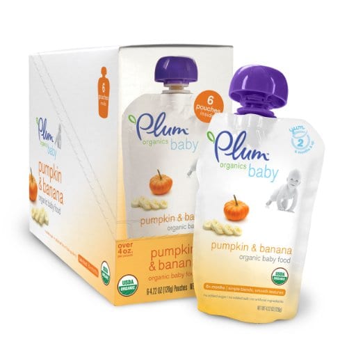 Plum Organic Food in pumpkin and banana flavors.