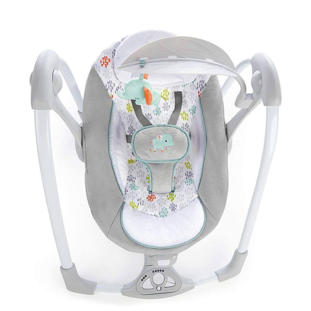 A portable baby seat that can be converted from a swing to a vibrating seat. It is ideal for babies 0-9 months.