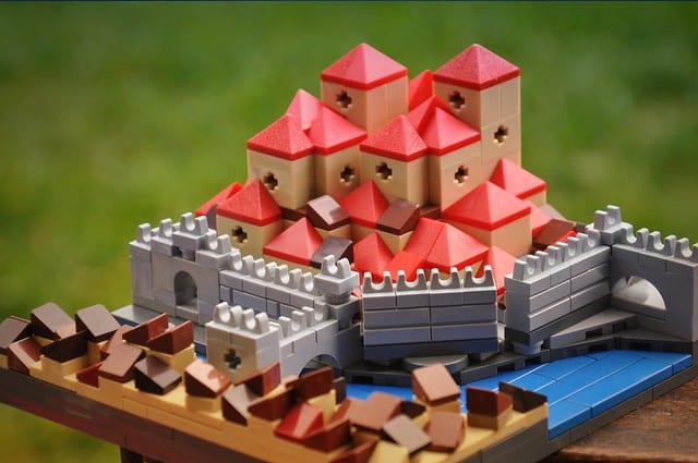 Castle made of lego bricks. 