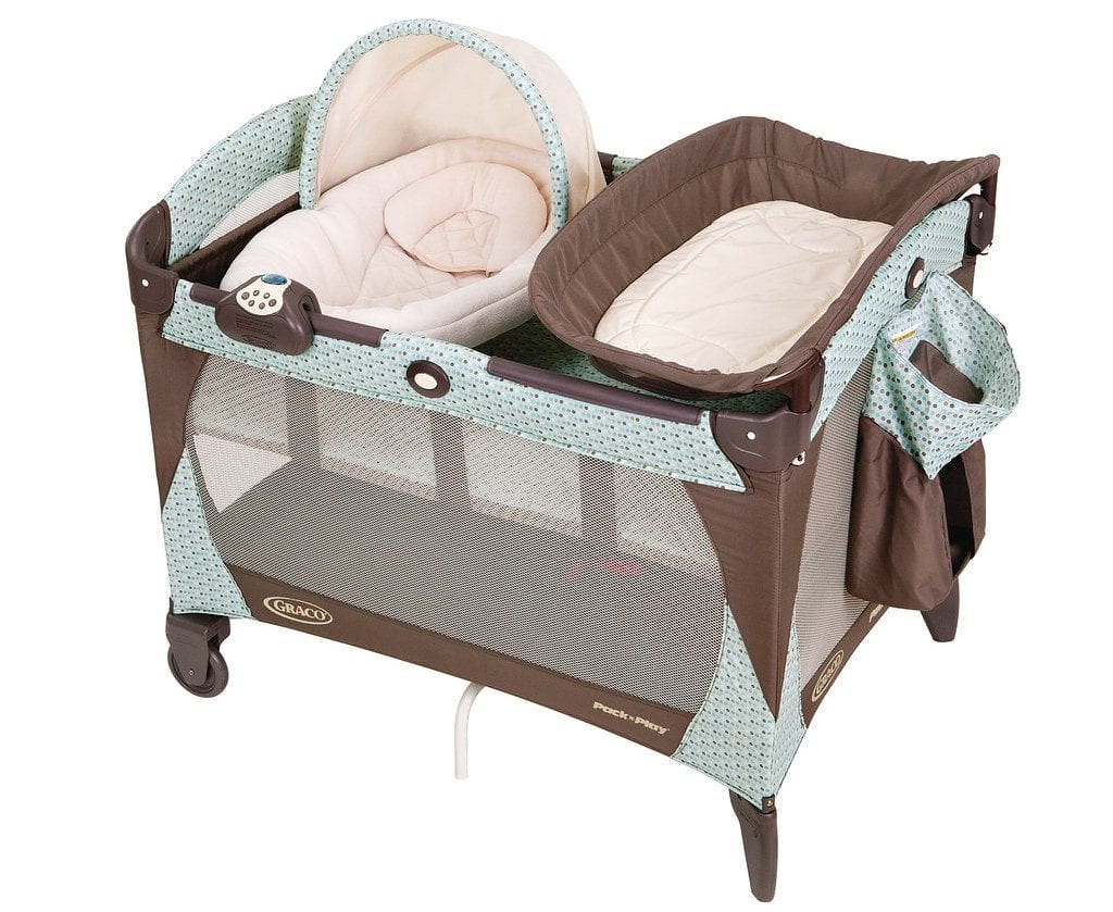 Graco pack n play. This pack n play has storage, a changing table, and a bassinet for your babies. This pack n play has eveything you need.