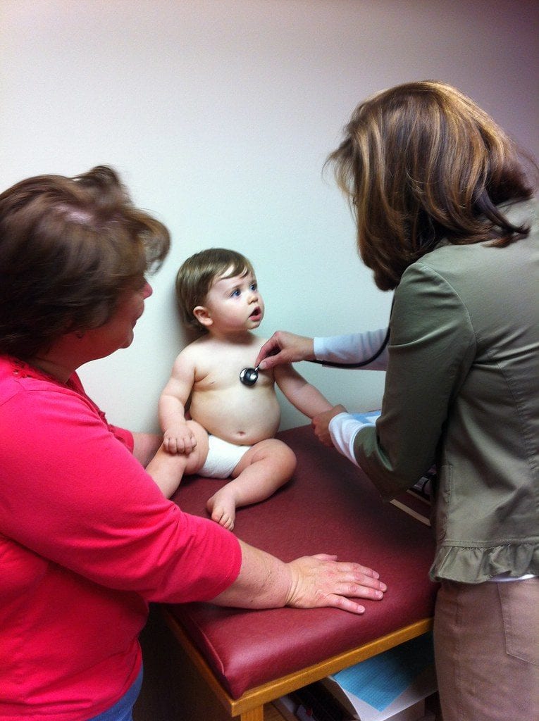 a child being checked up