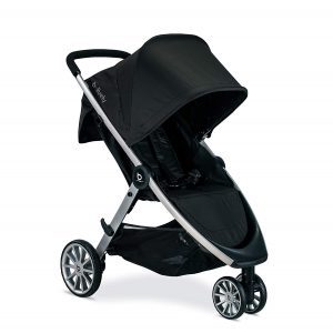 A sleek B-Ready stroller with an extended canopy, showcased against a clean white background.