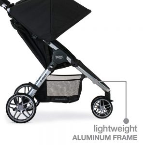 Britax stroller with a lightweight aluminum frame, showcased against a white backdrop.