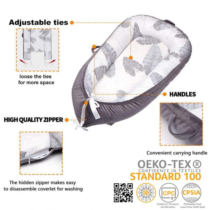 Mamibaby Baby Lounger, Ultra Soft 100% Cotton and Breathable Fiberfill