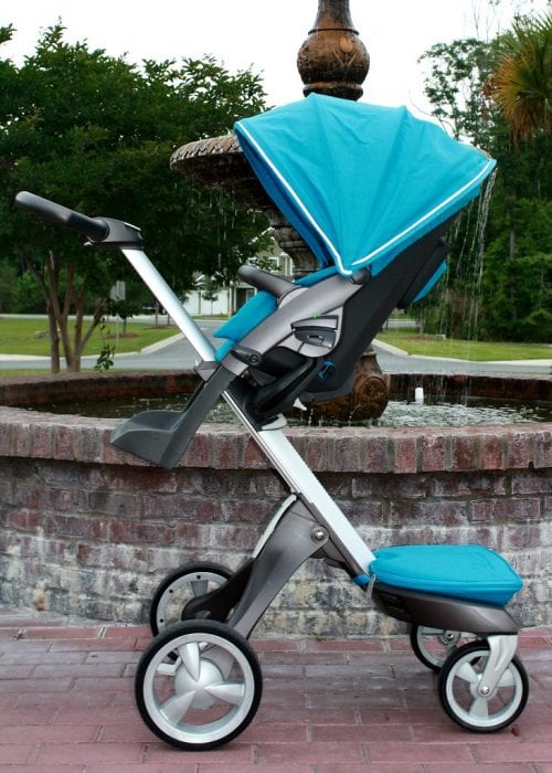 Stokke blue stroller