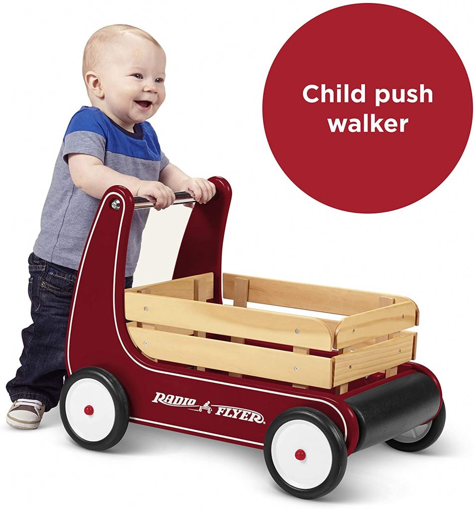 push cart for a baby - The walker wagon helps new walkers gain confidence and balance. It has a classic design with a large toy storage/wagon in case your child gets tired from pushing.