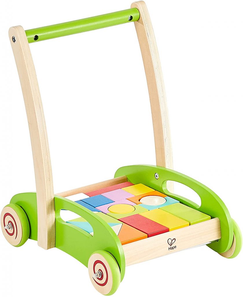 push cart for a baby - It has rubber trimmed setback wheels which helps protect your floors from scratches. It is best for children 12 months and up.