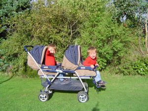 ideal if you have an infant and a toddler since it allows the older one to sit or stand on the rear platform.