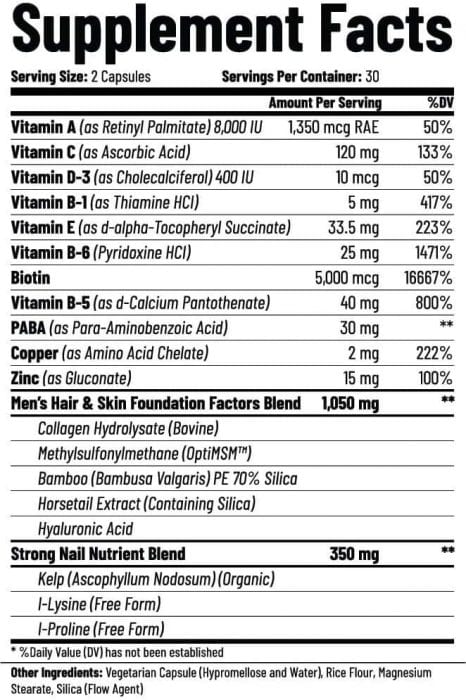 Vitamins supplement facts