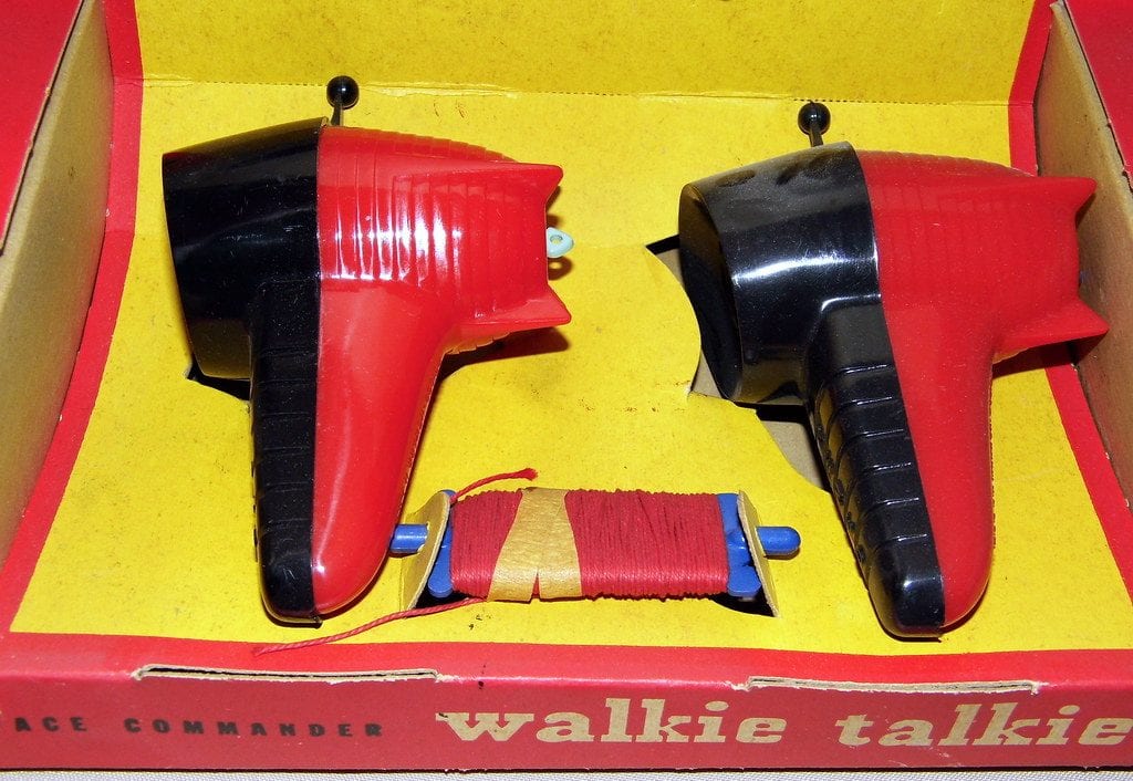 A red and black walkie-talky designed specifically for toddlers! This walkie-talky is crafted with vibrant red and black colors to capture the toddlers' attention. Easy-to-use buttons interface of this walki-talky, it allows toddlers games or communicate with friends and family members. This walkie talky is a fantastic way to enhance their communication skills. Red and black walkie talky for toddlers! Great walkie-talkies.
