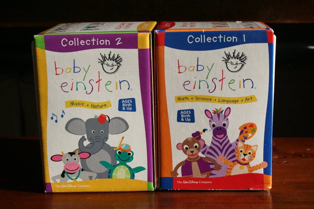 Collection 1 and 2 DVDs of Baby Einstein. These DVDs are very informative for kids.