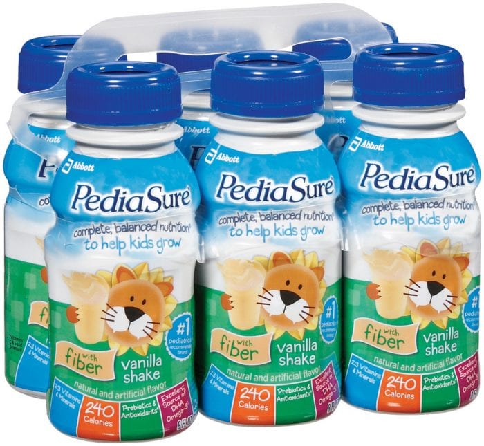 There are six bottles of PediaSure. Here is an example of Pediasure in a bottle. This milk has the complete with balanced nutrition you will love.
