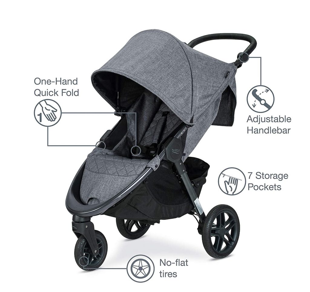 This lightweight stroller features an easy compact fold